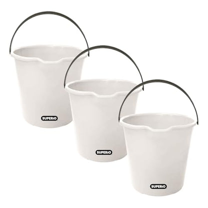 Superio 2.75 Gallon Plastic Cleaning Bucket with Large Spout, Utility Pail for Mopping, Car Wash, Fishing, Camping & Household Use, Light Grey, 3 Pack - color: Light Grey, size: 3 Pack