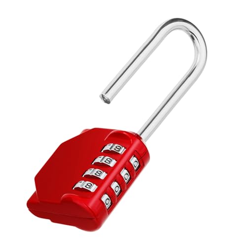 ZHEGE Long Shackle Combination Lock, 2.62" Shackle Height (Red) | 4 Digit Number Lock for School, Gym & Employee Locker, Weatherproof Padlock Outdoor for Shed, Fence Backyard Gate - color: 1P, Red
