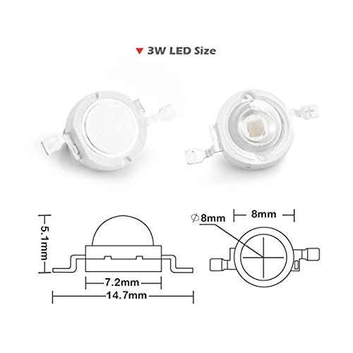 CHANZON 10 pcs High Power Led Chip 3W Royal Blue Plant Grow Light | (450nm / 400mA - 500mA / DC 3V - 3.4V / 3 Watt) SMD COB Emitter Diode Components for DIY Hydroponic Aquarium Growing Lamp - color: N) Royal Blue (440nm)