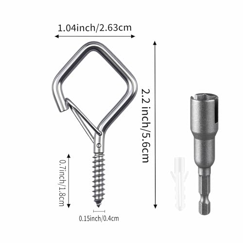 Heavy Duty Screw in Hooks with Safety Buckle, 2.16IN 304 Stainless Steel Ceiling Hooks for Hanging Plants, Outdoor String Lights, Bird Feeders, Cups & Holiday Decor, 46PCS Eye Hooks Screw - color: 2.16IN 304 stainless steel, size: 46PCS
