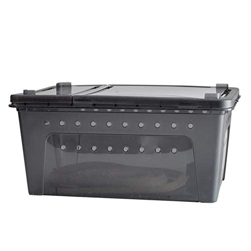 OMEM Portable Reptile Terrarium Habitat for Mini Pet Houses Breathable Holes Stackable Container (Black-L) - size: 1PCS-Black-L