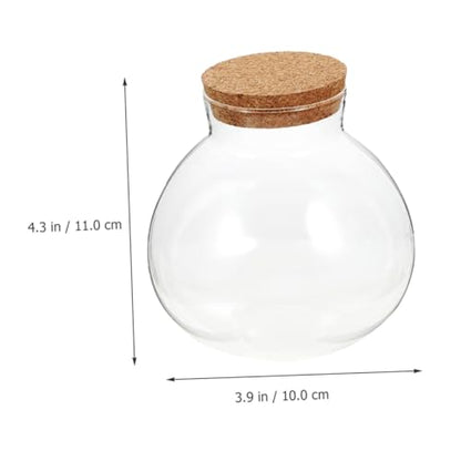 KALLORY Glass Ecological Bottle Terrarium with Cork Stopper, 10X11Cm Micro Landscape Moss Plant Container for Indoor Gardening and Decorative Ecosystem