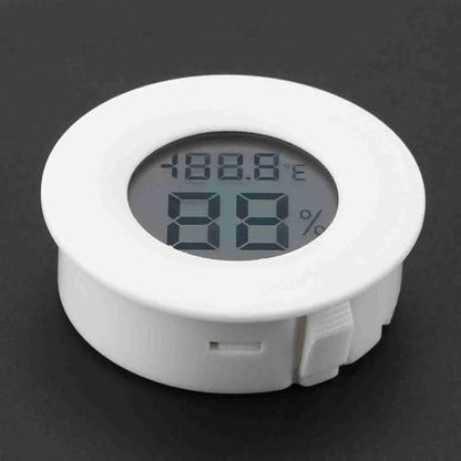 Mini Round Digital LCD Thermometer Hygrometer Portable DesignTemperature Humidity Monitor for Reptile Terrarium(White) - color: White