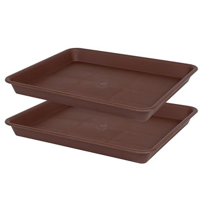 VUWEZ Rectangle Plant Tray, Plant Drip Tray, Plant Pot Saucers, Plant Germination Trays, Plant Saucers, 11'' x 9'' x 1.2'' (2 pack), Chocolate - color: Chocolate, size: 11'' x 9'' x 1.2'' (2 pack)
