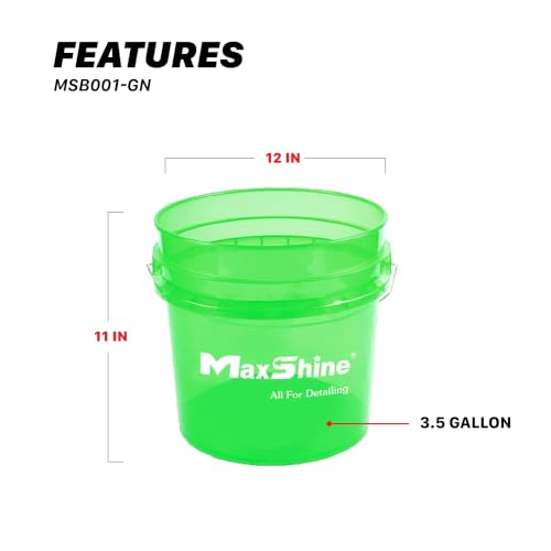 Maxshine 3.5 Gallon Universal Detailing Bucket – Car Wash Bucket for Scratch-Free Washing – Garage Storage & Auto Detailing Tool Holder – Holds Soap, Foam Cannon, Brushes, & More (3-Pack, Green) - color: 3.5g Bucket (3-pack, Green)