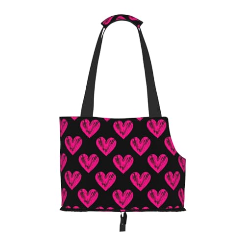 Small Pet Carrier Purse Bag, Cute Love Heart Print Shoulder Bag for Dogs Cats, Puppy Tote Travel Handbag - color: Cute Love Heart