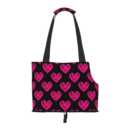 Small Pet Carrier Purse Bag, Cute Love Heart Print Shoulder Bag for Dogs Cats, Puppy Tote Travel Handbag - color: Cute Love Heart