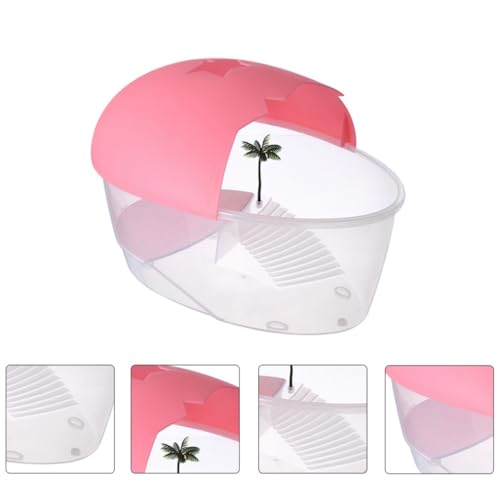 VILLCASE Reptile Pet Habitat Box and Swimming Area Plastic Turtle Terrarium Tank with Basking Platform Featuring Ventilation Holes on Top for Convenient Cleaning and Preventing Pet Escape