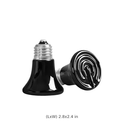 2 Pcs Mini Ceramic Heat Emitter, 75W Reptile Heat Lamp, Infrared Brooder Coop Heater, No Light Emitted, E26 Socket, Safe Heating Bulb for Pet, Chicken, Lizard, Turtle