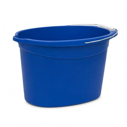 12 Quart Plastic Oval Bucket, Blue Multi-Purpose Utility Pail for Cleaning, Storage, Rinsing, Laundry, Car Wash, Home, Garage, Indoor and Outdoor Use