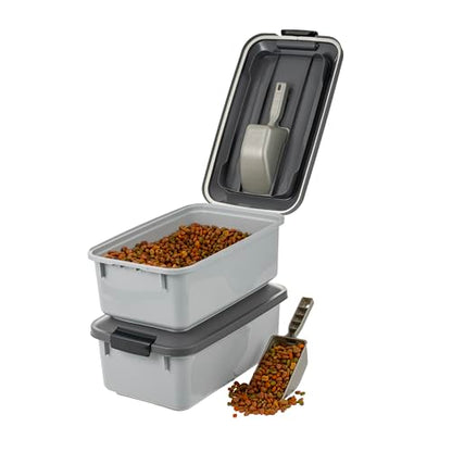 IRIS USA Dog Food Storage Container, 2-Pack, Up to 14 lbs, Gray | Made in the USA, Comes with 2-Cup Sccop, Stacklable, Airtight Seal, BPA-Free, Bird Seed, Cat food, Treats, Keeps Kibble Fresh - color: Gray/Dark Gray, size: 14 lbs - 2 Pack
