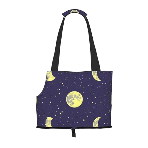 Small Pet Carrier Purse Bag, Sky with Moons Stars Print Shoulder Bag for Dogs Cats, Puppy Tote Travel Handbag - color: Sky With Moons Stars