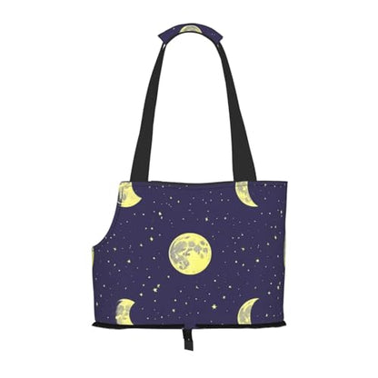 Small Pet Carrier Purse Bag, Sky with Moons Stars Print Shoulder Bag for Dogs Cats, Puppy Tote Travel Handbag - color: Sky With Moons Stars