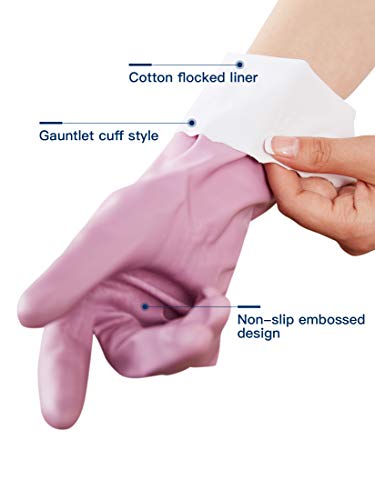 LANON wahoo Cleaning Gloves with Cotton Flocked Liner, Mauve Mist, Medium | Skin-Friendly, Dish Washing, Reusable,Latex Free, DEHP-Free,Non-Slip, Dishwashing Household Kitchen Gloves - color: Mauve Mist, size: Medium (Pack of 1)