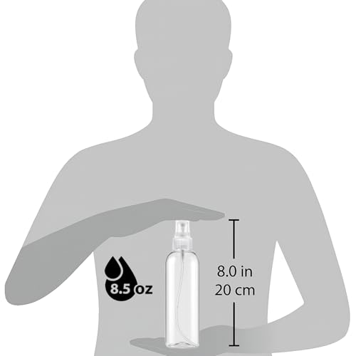 Bar5F Clear Plastic Spray Bottles, 8.5 oz / 250 ml, 3-Pack | Refillable Water Spray Bottle Set, Fine Mist Spritzer for Hair, Plants & Beauty Use, Empty Reusable, BPA-Free Plastic Bottles