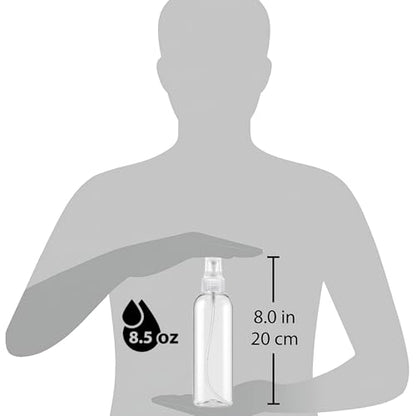 Bar5F Clear Plastic Spray Bottles, 8.5 oz / 250 ml, 3-Pack | Refillable Water Spray Bottle Set, Fine Mist Spritzer for Hair, Plants & Beauty Use, Empty Reusable, BPA-Free Plastic Bottles