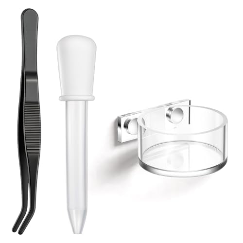 Jumping Spider Feeding Dish Set, Jumping Spider Food Dish with Tweezers and Dropper,Magnetic Food-Dish Jumping-Spider Enclosure Accessories Reptile Feeding Tongs 4x2cm