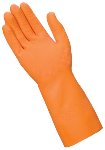 Mr Clean Ultra Grip Heat-Resistant Reusable Gloves with Soft Cotton Flock Lining, Orange, Small - size: Small (Pack of 2)