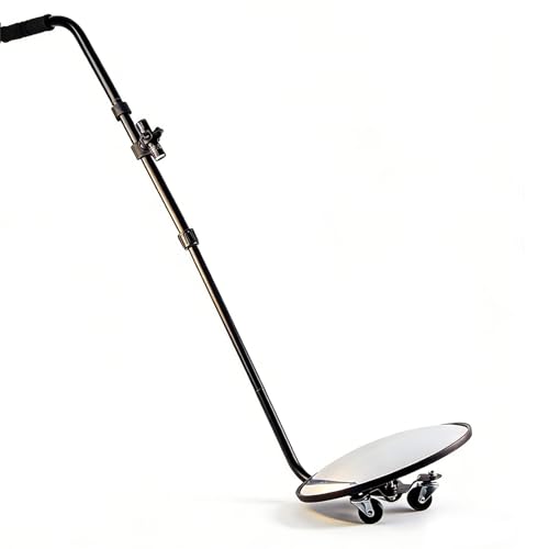 Under Vehicle Inspection Mirror with Light, Under Car Mirror 12 Inch Adjustable Angle Telescoping Handle Magnifying Vehicle Security Tool, Portable Convex Search Mirror with Carry Bag
