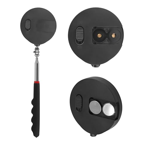 Telescoping Inspection mirror with Lighted,extendable Round Mirror on a stick for Checking Vehicle, Observing and Small Parts Extended Mechanic Tool for Automotive and Shower Use mirror - style: Roud