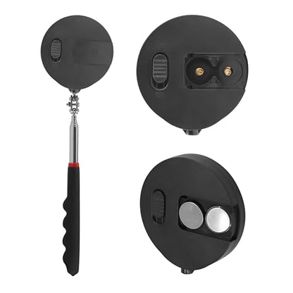 Telescoping Inspection mirror with Lighted,extendable Round Mirror on a stick for Checking Vehicle, Observing and Small Parts Extended Mechanic Tool for Automotive and Shower Use mirror - style: Roud