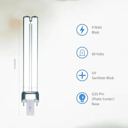 9W UV Light Bulb for Pond Outdoor Clarifier Fish Tank Aquarium | Compatible with JUP-01 UVE9 CF400 CF500 CP-9 Replacement UV Light for Turtle tank, 4 Pcs 9W UV C Lamp for G23 Base - size: 9W-UVBL-4P