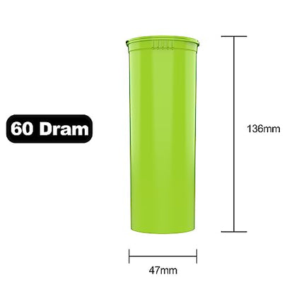 60 Dram CR Plastic Packaging Pop Top Containers - Child Resistant Travel Holder Vial Bottles - 75 qty (Lime Green) - color: Lime Green