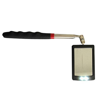 HARDK - Telescoping LED Lighted Flexible Inspection Mirror Cool lighted 360 Swivel for Extra Viewing Dead Angle, Line of Sight Obstacle Area