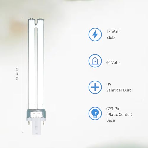 13W UV Light Bulb for Pond Aquarium Outdoor Clarifier | Compatible with JUP-01 UVE9 CF400 CF500 CP-9 UV Light for Fish/Turtle Tank, 2 Pack 13W UV Pond Lights for G23 Base - size: 13W-UVLB-2P