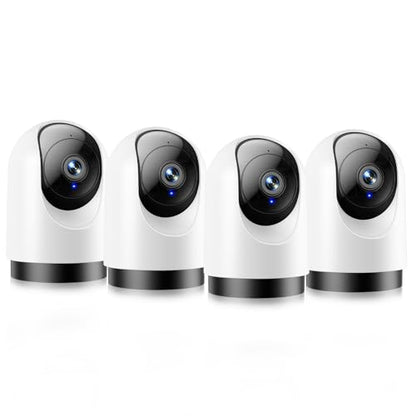 YOTON Indoor Security Camera 4pcs, 2K 360° Wi-Fi Baby Monitor & Pet Camera w/Motion Tracking, 2-Way Audio, Night Vision, SD/Cloud, Compatible with Alexa & Google Home, 2.4/5GHz - size: 4-pack