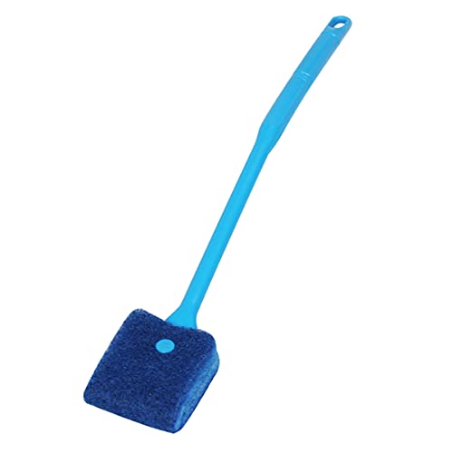 Double-Sided Fish Tank Aquarium Cleaning Sponge Brush with Non-Slip Handle Blue