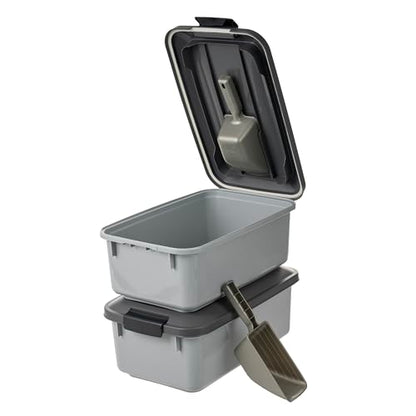 IRIS USA Dog Food Storage Container, 2-Pack, Up to 14 lbs, Gray | Made in the USA, Comes with 2-Cup Sccop, Stacklable, Airtight Seal, BPA-Free, Bird Seed, Cat food, Treats, Keeps Kibble Fresh - color: Gray/Dark Gray, size: 14 lbs - 2 Pack