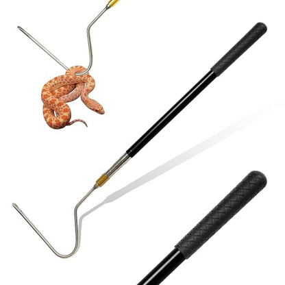 Snake Hook Reptile Catcher Stick Tongs Rattlesnakes Grabber Pick-up Handling Tool Kit for Catching Controlling or Moving Python Copperhead 22" 64" Adjustable (Small Snake Hook - Black) - color: Small Snake Hook - Black