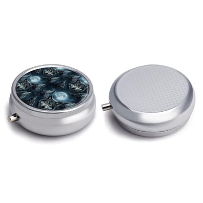 Pocket Medicine Case, Full Moon Wolf Round Small Organizer, Waterproof Pill Box for Vitamins, Travel Holder Purse Carry for Commute - color: Style (609)