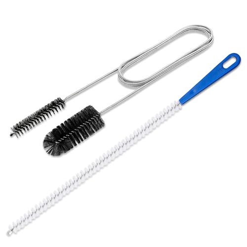 Flexible Drain Brush, 61'' Long Pipe Cleaner+ 17.7'' Sink Unblocker Tool | Drain Scrubber Bathroom,Washing Machine Cleaner for Drain Hose,Double Ended Nylon for Curved Pipes and Slim Holes