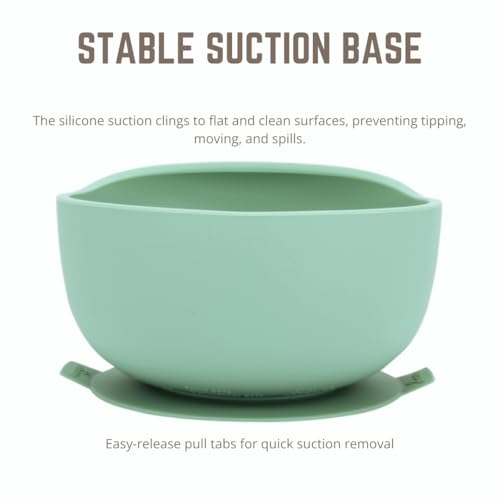 Modaliv Adaptive Silicone Scooper Bowl with Suction Base, Sage Green | Non-Slip Feeding Bowl with Raised Lip for Adults & Seniors with Parkinson's, Tremors & Limited Mobility