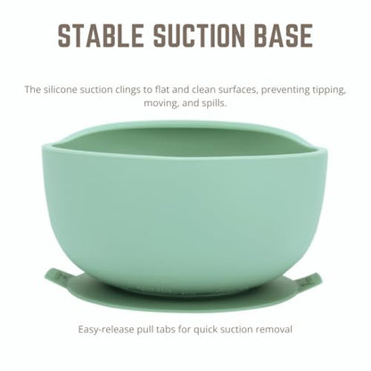 Modaliv Adaptive Silicone Scooper Bowl with Suction Base, Sage Green | Non-Slip Feeding Bowl with Raised Lip for Adults & Seniors with Parkinson's, Tremors & Limited Mobility