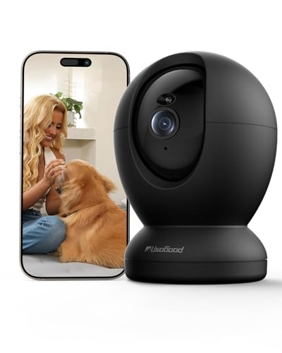 usogood 4MP Pet Camera with Phone App, 2.4G & 5G WiFi Indoor Security Camera for Home Security, 360° AI Motion Detection and Tracking, 2-Way Talk, Night Vision, Detection Alarm - color: black