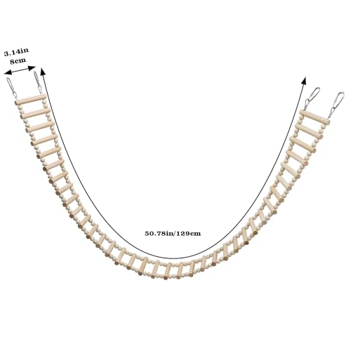 Rat Ladder Bridge Toy, Rat Climbing Toys, Natural Wooden Hamster Ladder Bridge Toy, Cage Accessories for Bird Parrot Cockatiel Sugar Gliders - 36 Steps - 50.78 x 3.14 Inch - size: 36 Steps - 51 × 3 Inch