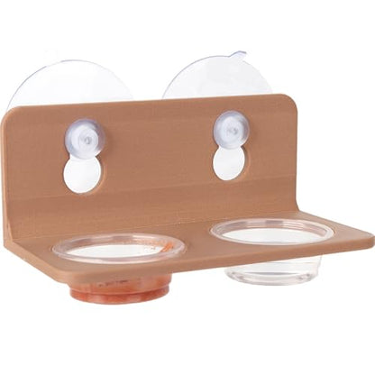 Crested Gecko Feeding Ledge with 10PCS Gecko Food Dish - Wooden - color: Wooden