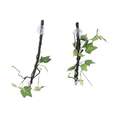 Reptile Corner Branch, 2 pcs Plastic Strong Durable Imitation Bendable Jungle Climbing Vine Suction Cup Design Flexible Terrarium Plant Decoration for Amphibian Lizard Snake Gecko Bearded Dragon Cage