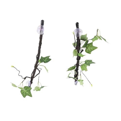 Reptile Corner Branch, 2 Pcs Resin Climb Tree Branch Decor, Amphibian Lizard Snake Climbing Ornament with Suction Cup for Snakes Amphibian Bearded Dragons Lizards Frogs Geckos