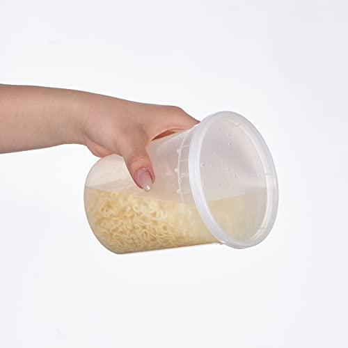 [32 oz. -24 Sets ] Plastic Deli Food Storage Soup Togo Containers With Airtight Lids Clear Disposable Takeout Quart Container Freezer Safe | Meal Prep | Stackable | Leakproof | BPA Free | Microwavable
