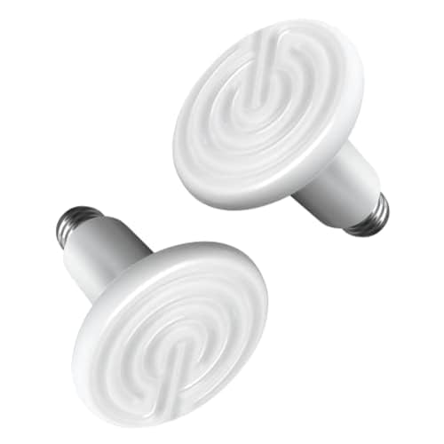Simple Deluxe 150W 2 Pack Ceramic Heat Emitter, Non-Light Emitting Heat Lamp for Amphibian Pet Terrariums, Chameleons, Lizards, Snakes, and Incubating Chickens White - size: 150 W, style: 2-Pack