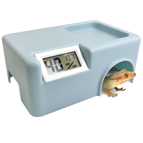 PINVNBY Plastic Snake Hide Reptile Hide Cave Easy to Clean Habitat Decor Leopard Gecko Hideout Suitable for Small Size Crested Gecko Lizard Frogs Newts(Blue) - color: Blue