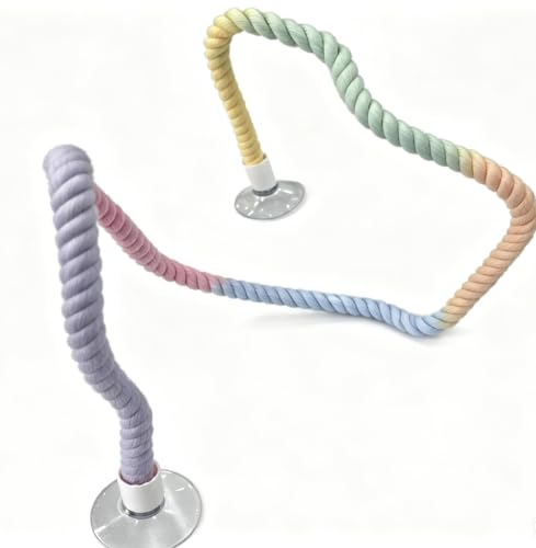 Gradient Cotton Rope Bendable Climbing Vine with Suction Cups, Flexible Twisted Bird Perch & Reptile Decor for Parakeet Cockatiel Parrot Ball Python Corn Snake Lizard Gecko