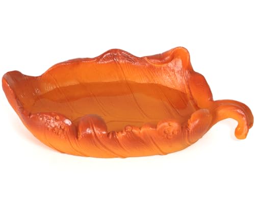 Food/Water Dish for Reptiles, Amphibians and Other Little Critters Water/Food Bowl, Made from Premium Resin (Yellow Leaf Bowl)