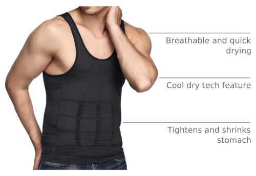 Odoland Men Compression Shirt 3 Pack Body Shaper Vest Tank Top | Nylon & Spandex, Moisture-wicking Tummy Shaper for Gym, Running, Daily, Breathable, Stretchy - color: Grey/Black/White, size: XX-Large