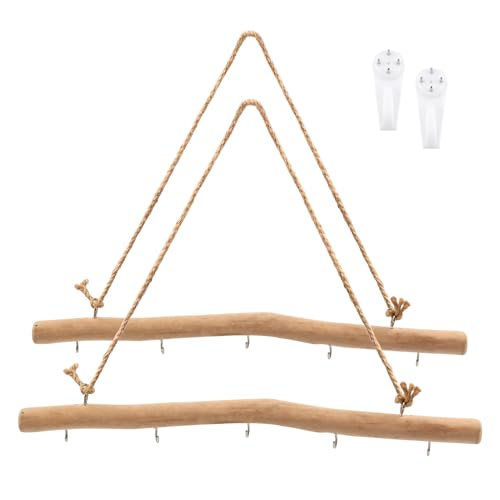 2Pcs 15.74 Inch Driftwood Decorative Branches with 5 Hooks, Rustic Wall Hanging Decor for Hanging Jewelry, Keys, Hats(COLOR:2Pcs) - color: 2Pcs
