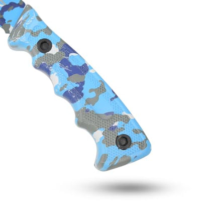 Snake Eye Tactical Heavy Duty 3PC Hunting & Camping Set – Full Tang Camping Axe, 9.5" Fixed Blade Gut Hook Knife, Sharpening Rod, and Heavy Duty Nylon Combo Sheath Included (Blue Camo) - color: Blue Camo